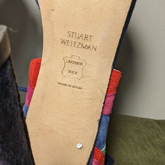 Stuart Weitzman Legwrap Song Colorblock Suede Heels sandals - Picture 11 of 14